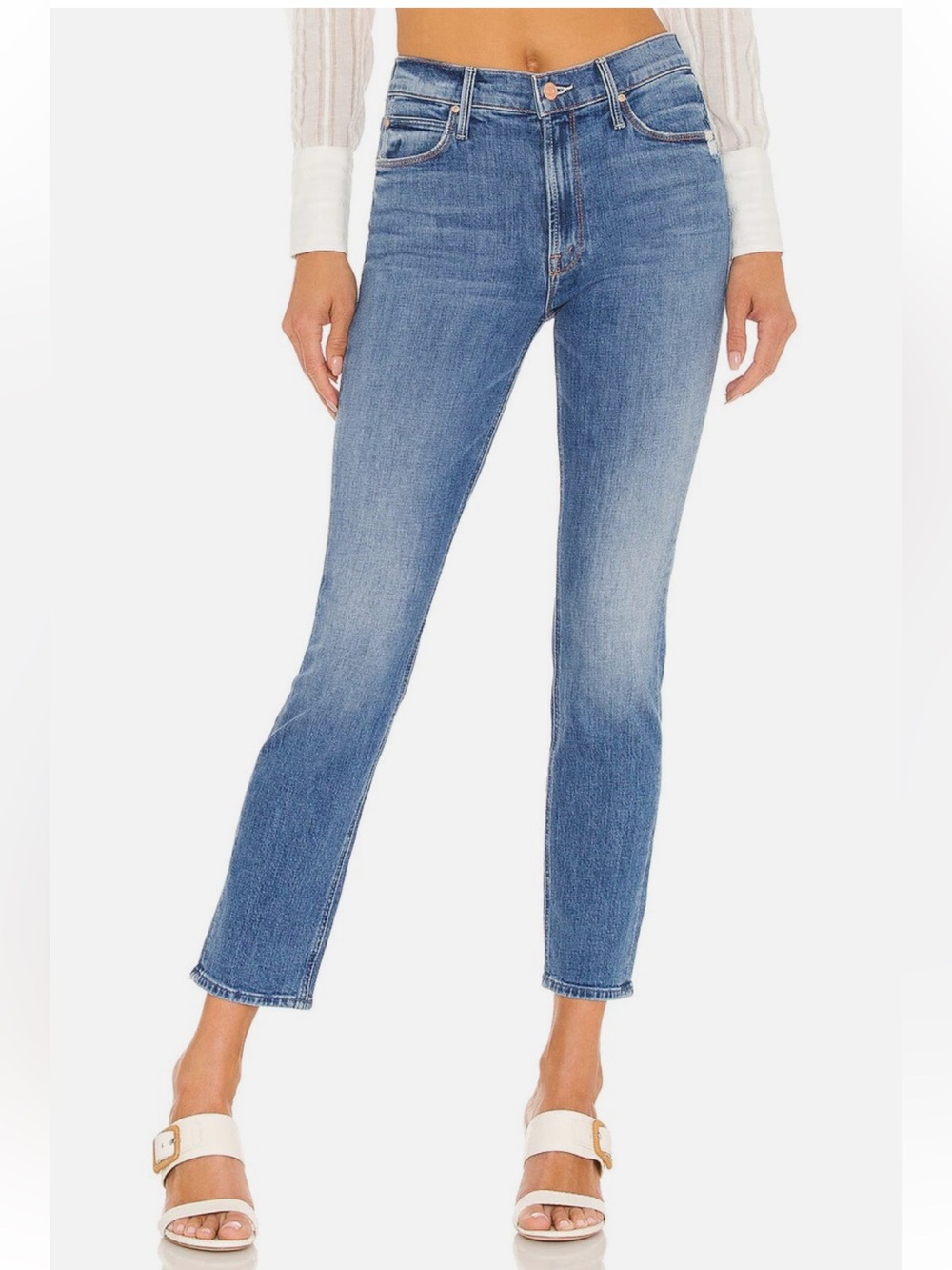 Mother Denim Mid Rise Dazzler Ankle, Cut & Paste Size 28